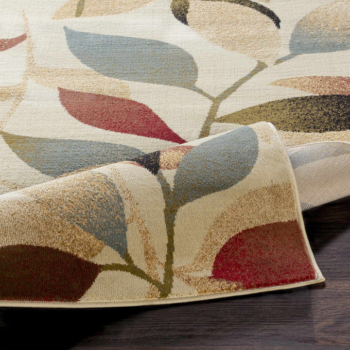 Ober Modern Leaf Pattern Beige And Brown Area Rug