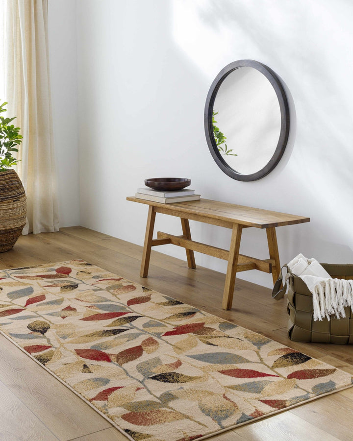 Ober Modern Leaf Pattern Beige And Brown Area Rug - The Rug Decor