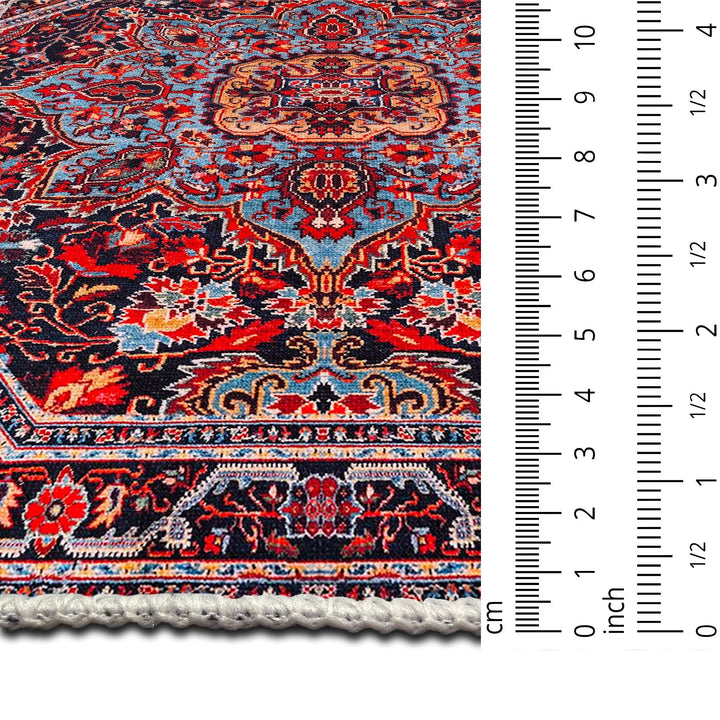 Octagon Shape Red And Black Medallion Machine Washable Cotton Rug - The Rug Decor