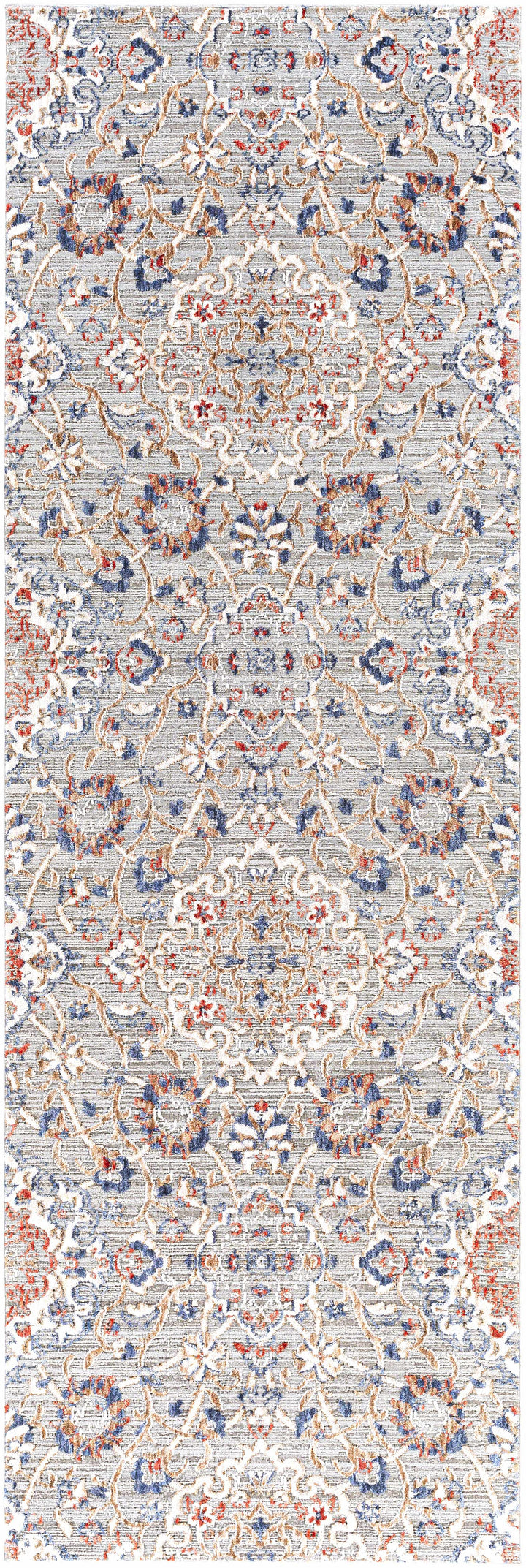 Oella Gray And Blue Traditional Floral Design Area Rug