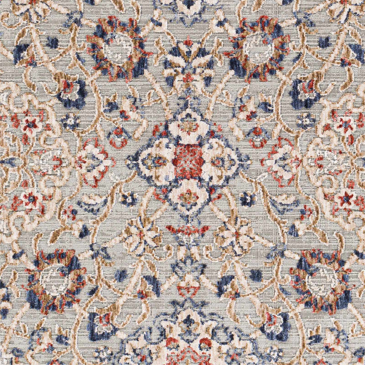 Oella Gray And Blue Traditional Floral Design Area Rug