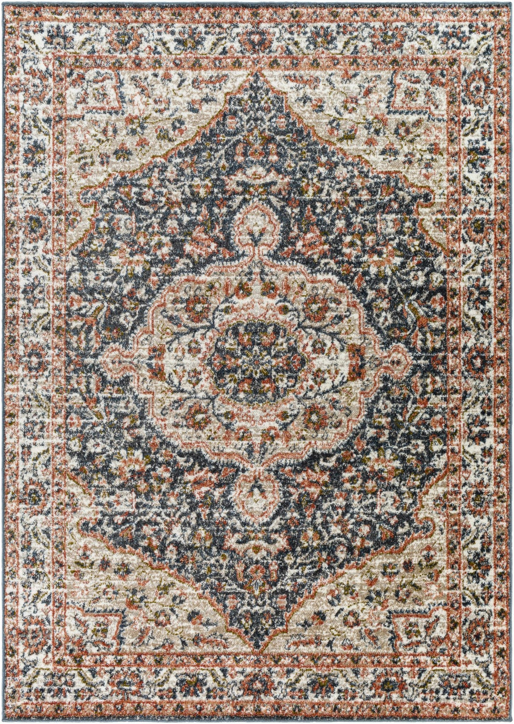 Okiot Traditional Black And Rust Area Rug - The Rug Decor