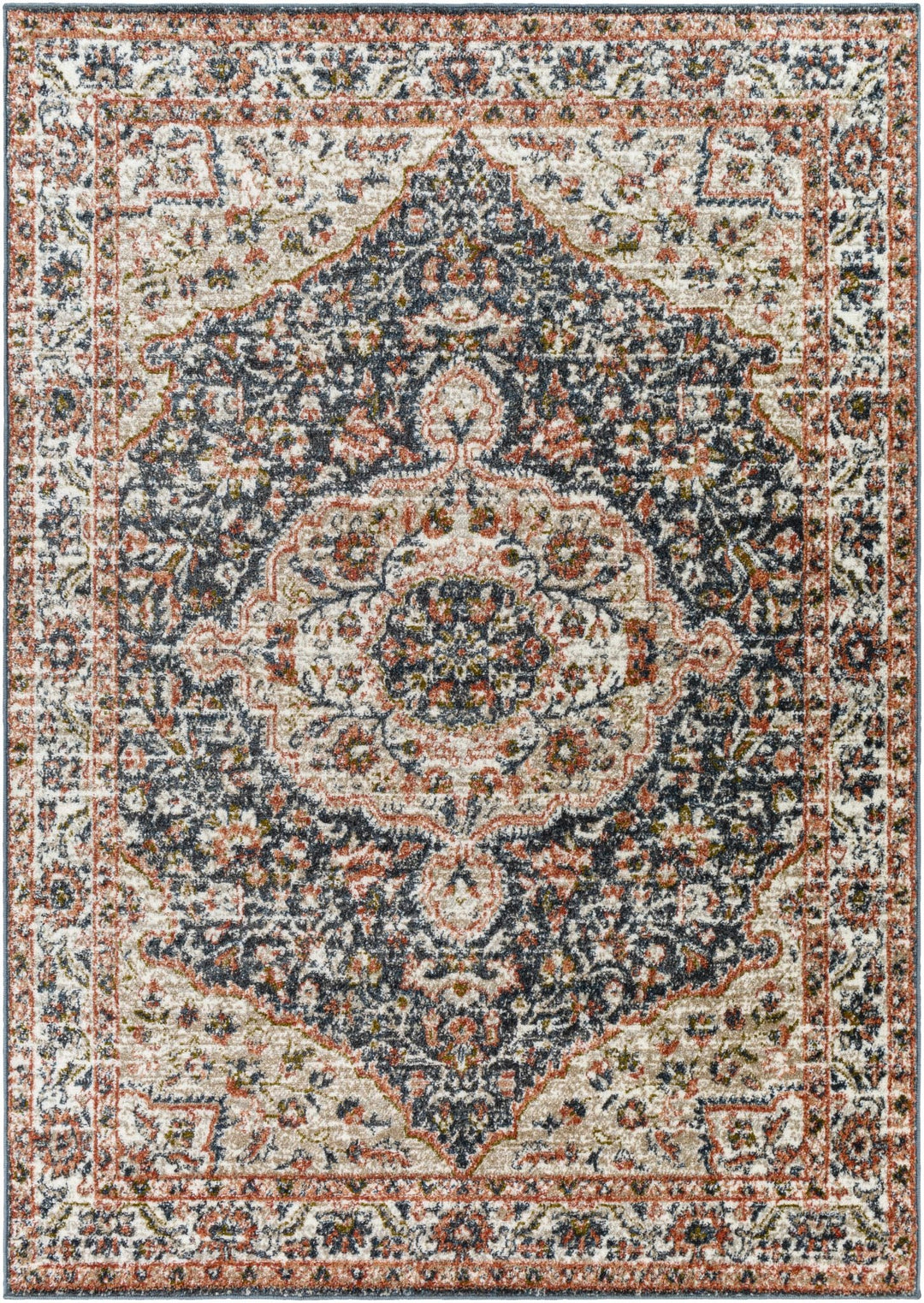 Okiot Traditional Black And Rust Area Rug - The Rug Decor