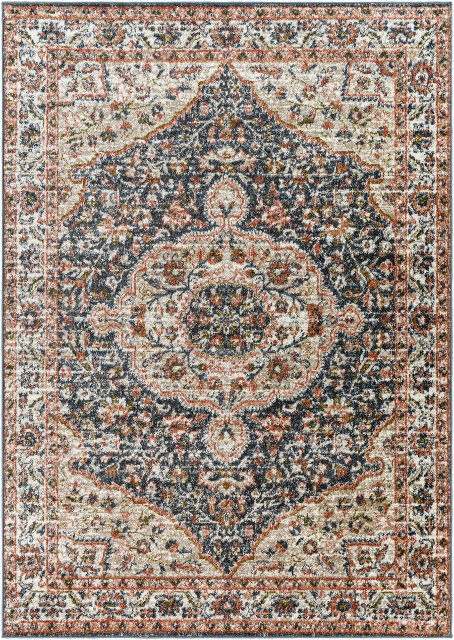 Okiot Traditional Black And Rust Area Rug - The Rug Decor