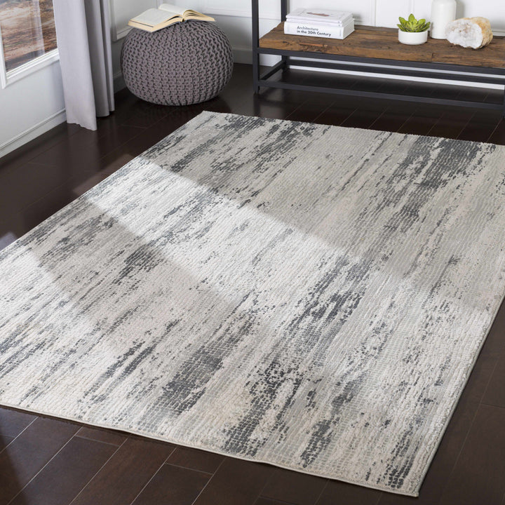 Oklaunion Modern Abstract Design Gray And Ivory Area Rug