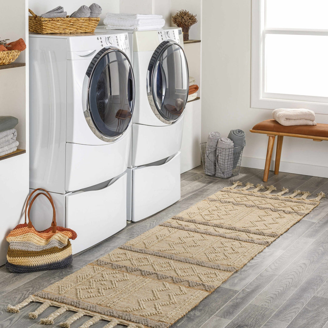Okurcalar Modern Geometrical Design Beige Hand Woven Area Rug - The Rug Decor