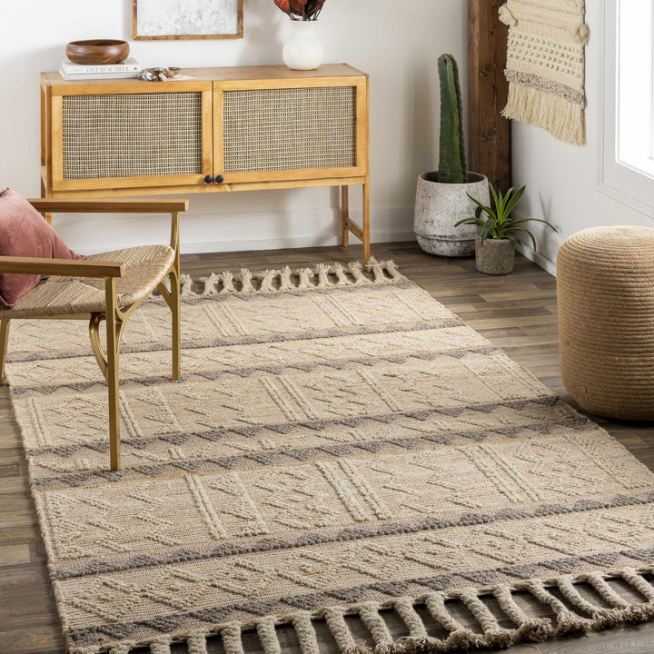 Okurcalar Modern Geometrical Design Beige Hand Woven Area Rug - The Rug Decor