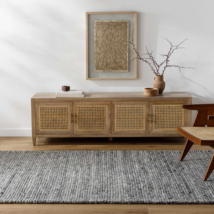 Olisa Contemporary Gray And Ivory Wool Area Rug - The Rug Decor