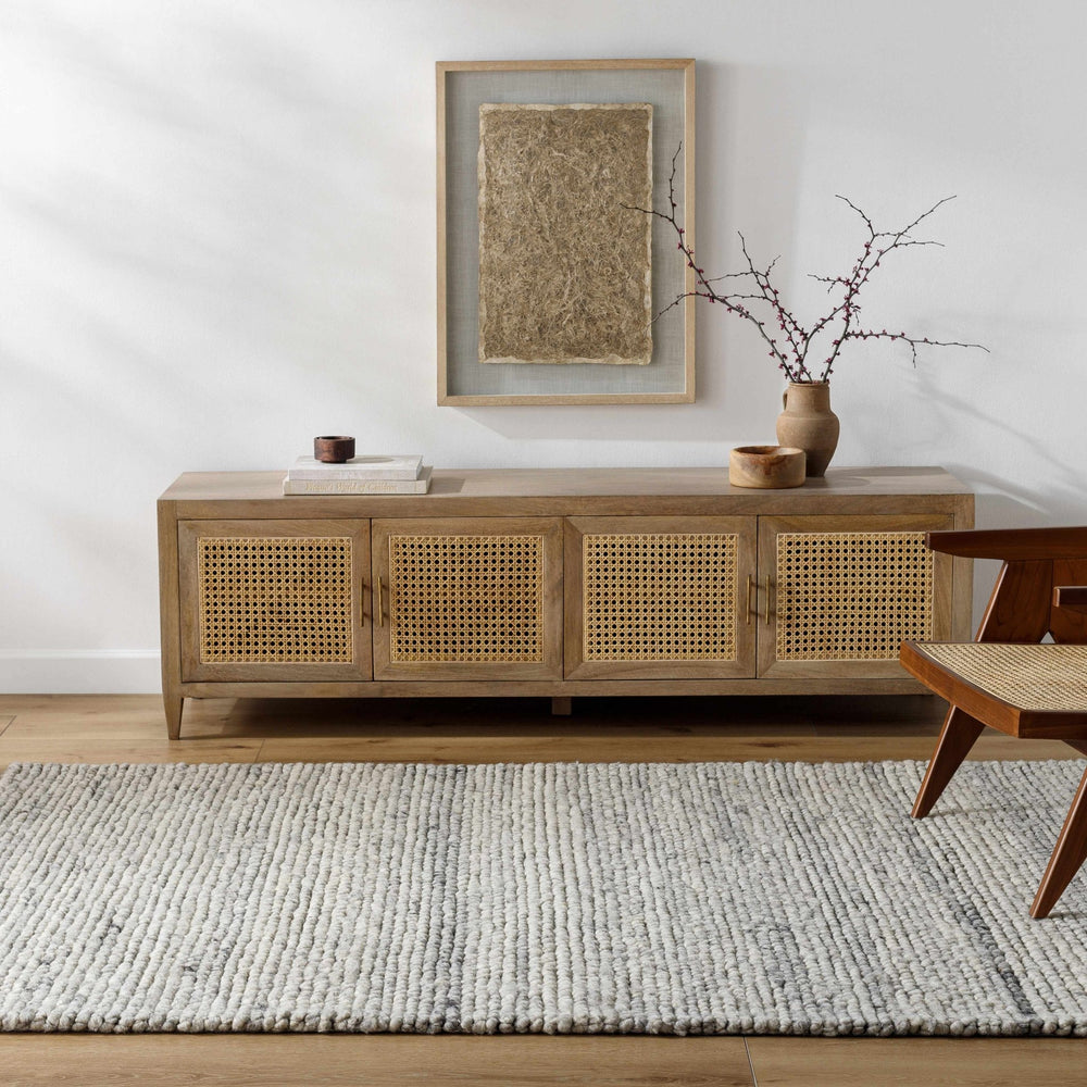 Olisa Contemporary Ivory And Gray Wool Area Rug - The Rug Decor