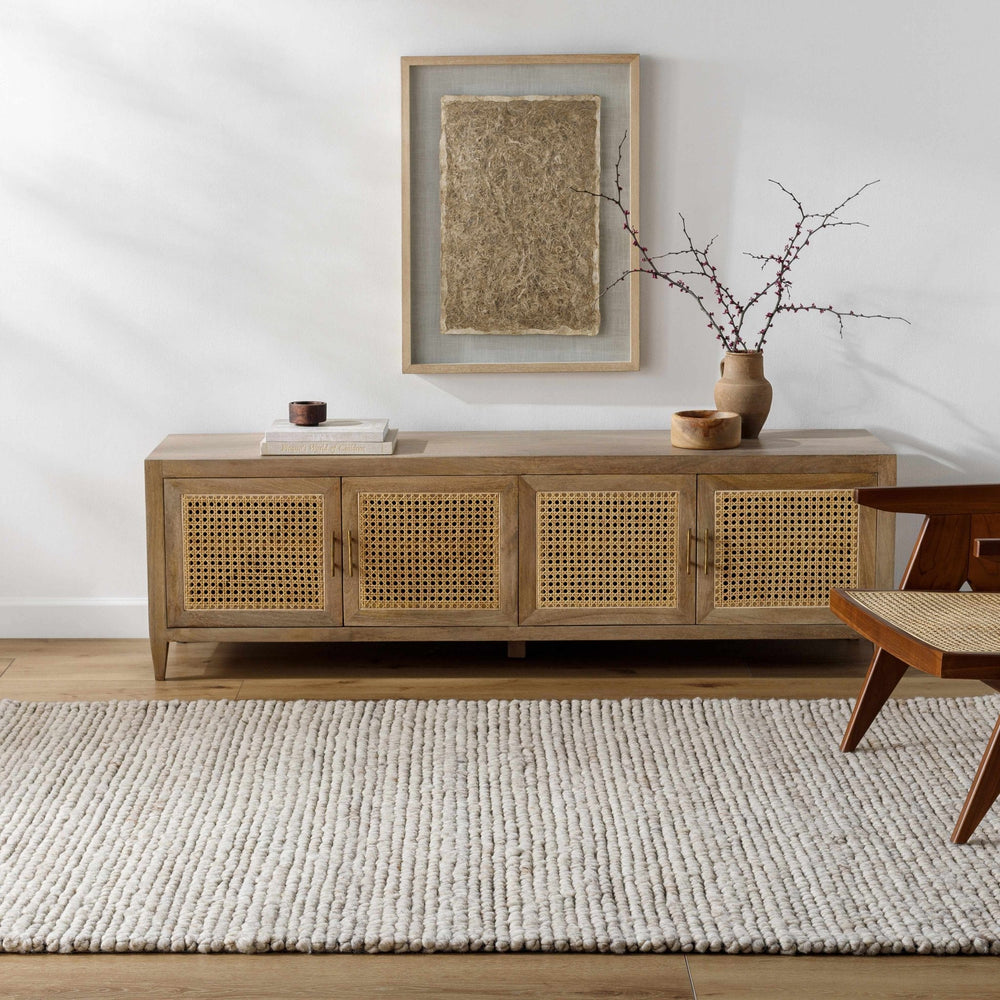 Olisa Modern Style Beige Hand Woven Wool Area Rug - The Rug Decor