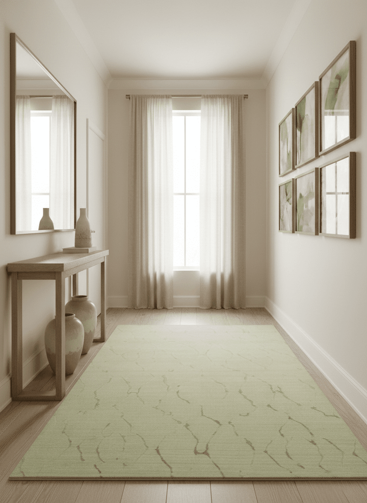 Olive and Gold Modern Abstract Design Hand loom 6x9 wool and Art silk Area Rug - The Rug Decor