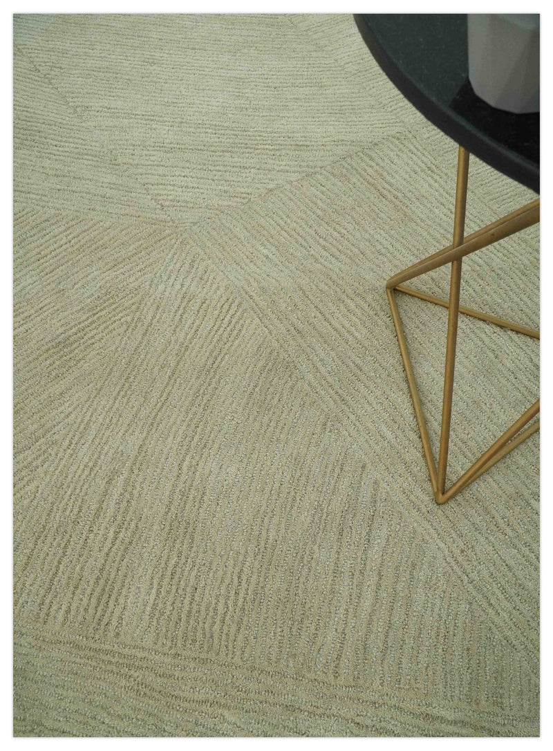 Olive and Ivory Modern Geometrical Stripes Textured Hand Tufted Multi size rug - The Rug Decor