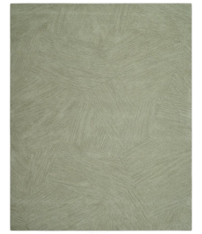 Olive and Ivory Modern Geometrical Stripes Textured Hand Tufted Multi size rug - The Rug Decor