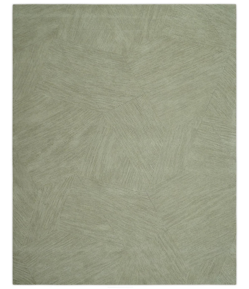 Olive and Ivory Modern Geometrical Stripes Textured Hand Tufted Multi size rug - The Rug Decor