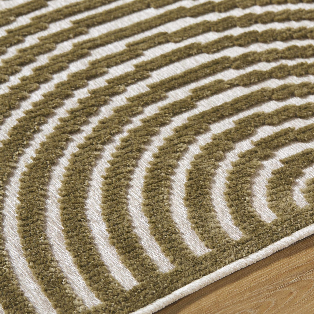 Olive And White Contemporary Style Washable Area Rug - The Rug Decor