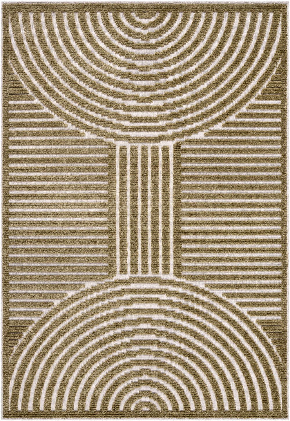 Olive And White Contemporary Style Washable Area Rug - The Rug Decor