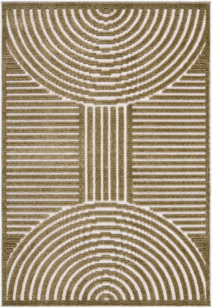 Olive And White Contemporary Style Washable Area Rug - The Rug Decor