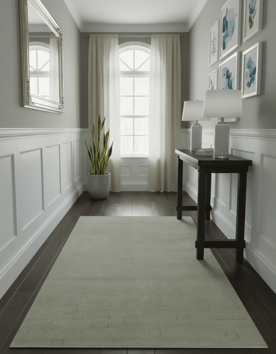 Olive Hand Knotted 5.6x8 Modern Geometric Wool and Silk Area Rug - The Rug Decor