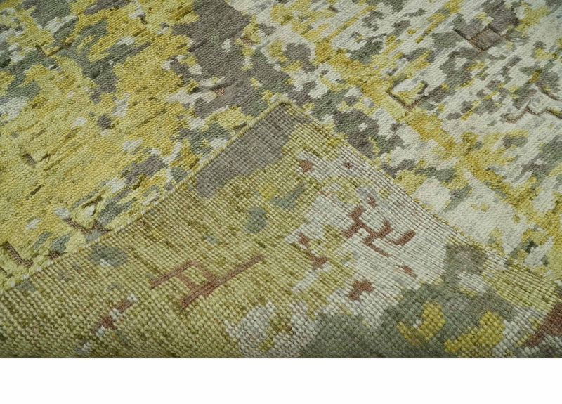 Olive, Ivory and Gray Modern abstract Hand Knotted 5x8 wool Area Rug - The Rug Decor