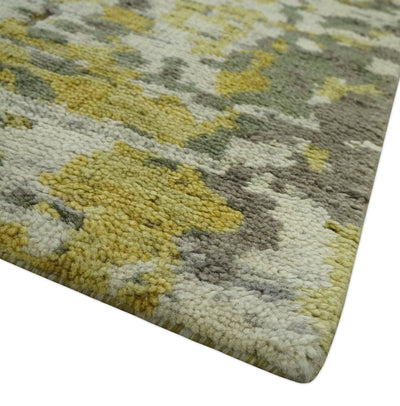 Olive, Ivory and Gray Modern abstract Hand Knotted 5x8 wool Area Rug - The Rug Decor