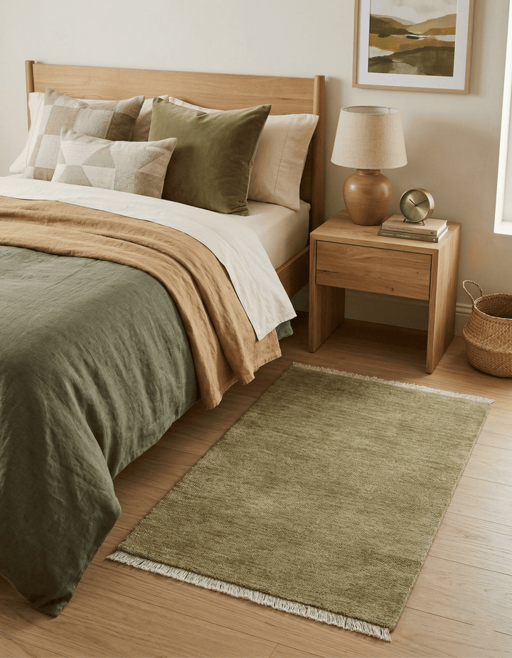 Olive Modern Solid Design Hand Knotted Wool Rug - The Rug Decor