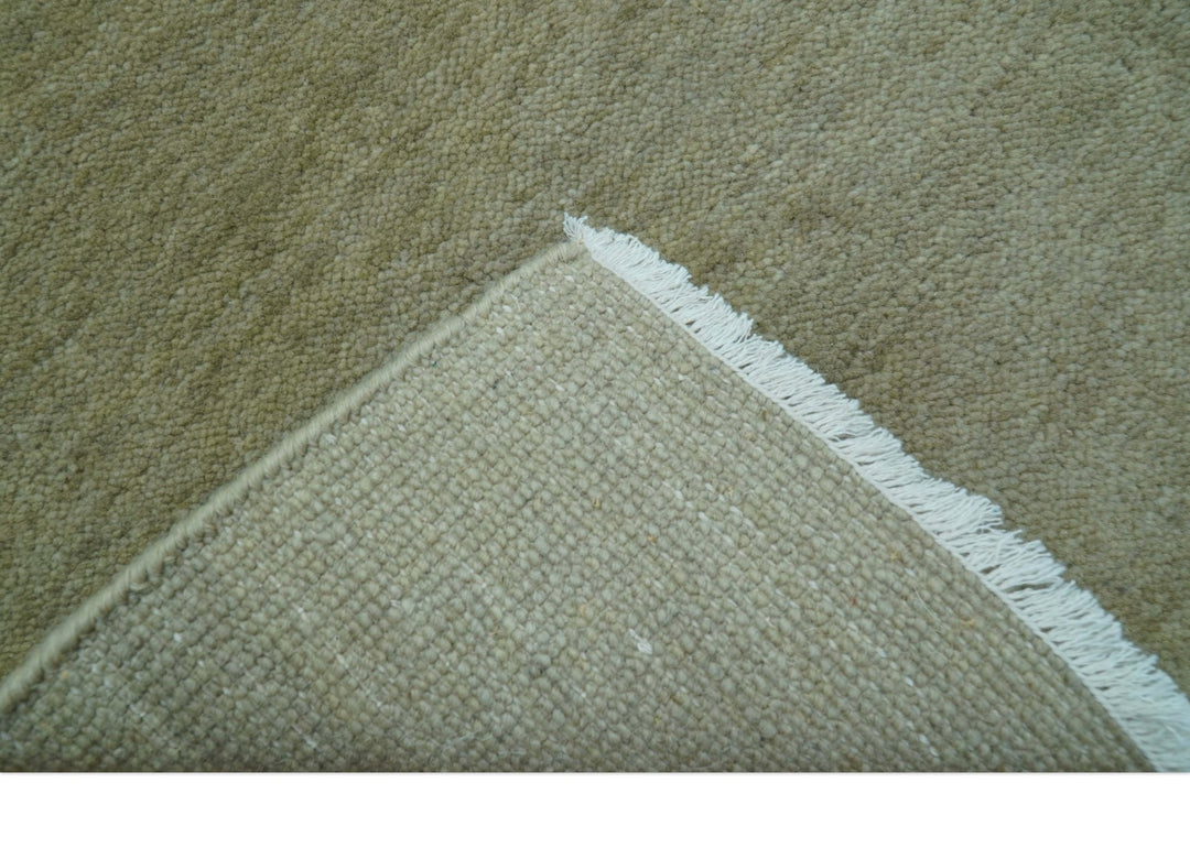 Olive Modern Solid Design Hand Knotted Wool Rug - The Rug Decor