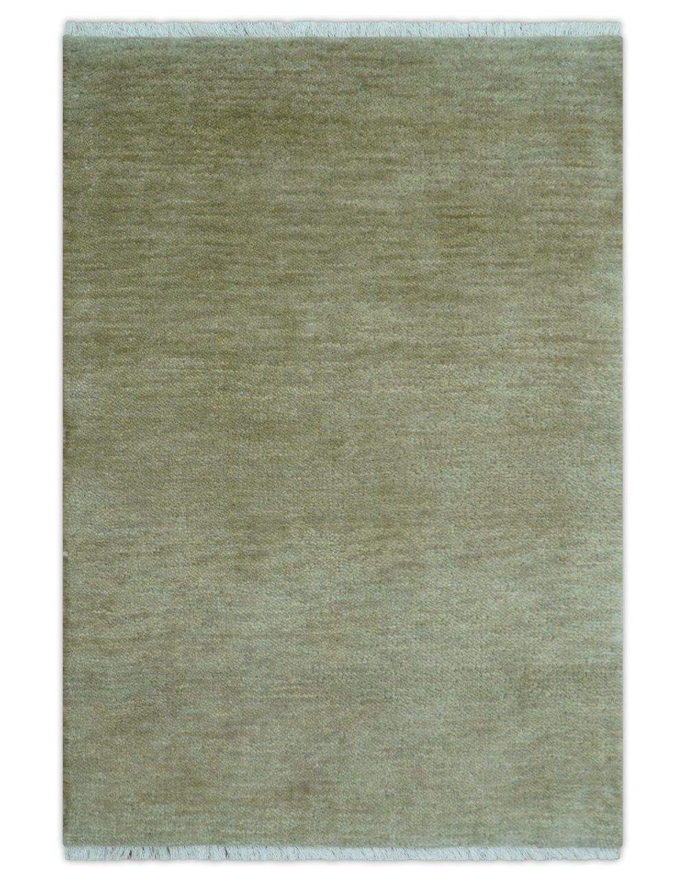 Olive Modern Solid Design Hand Knotted Wool Rug - The Rug Decor