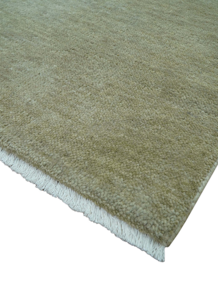 Olive Modern Solid Design Hand Knotted Wool Rug - The Rug Decor
