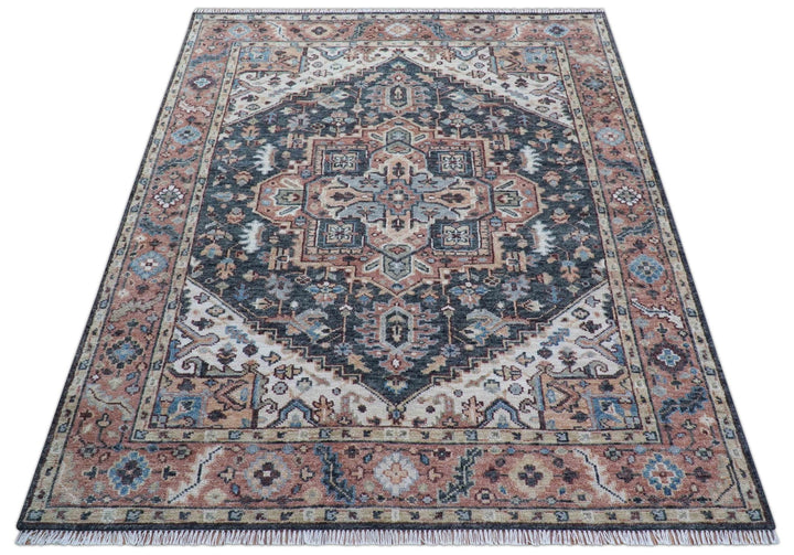 Oliver Traditional Turkish Design Rust And Charcoal Hand Knotted Wool Rug - The Rug Decor