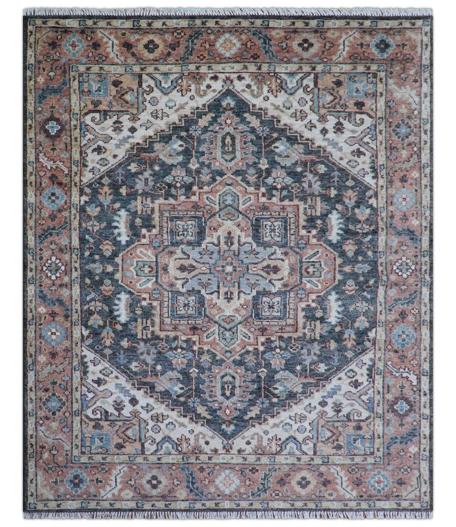 Oliver Traditional Turkish Design Rust And Charcoal Hand Knotted Wool Rug - The Rug Decor