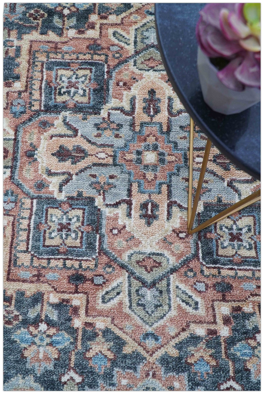 Oliver Traditional Turkish Design Rust And Charcoal Hand Knotted Wool Rug - The Rug Decor
