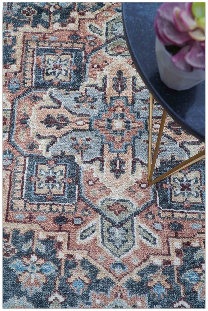 Oliver Traditional Turkish Design Rust And Charcoal Hand Knotted Wool Rug - The Rug Decor