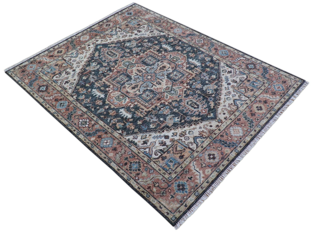 Oliver Traditional Turkish Design Rust And Charcoal Hand Knotted Wool Rug - The Rug Decor