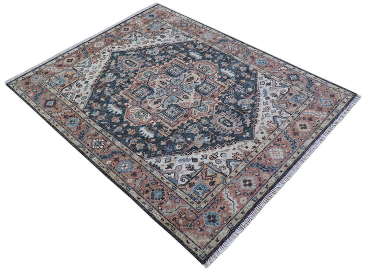 Oliver Traditional Turkish Design Rust And Charcoal Hand Knotted Wool Rug - The Rug Decor