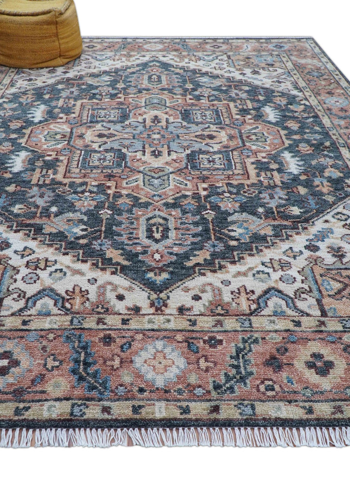 Oliver Traditional Turkish Design Rust And Charcoal Hand Knotted Wool Rug - The Rug Decor