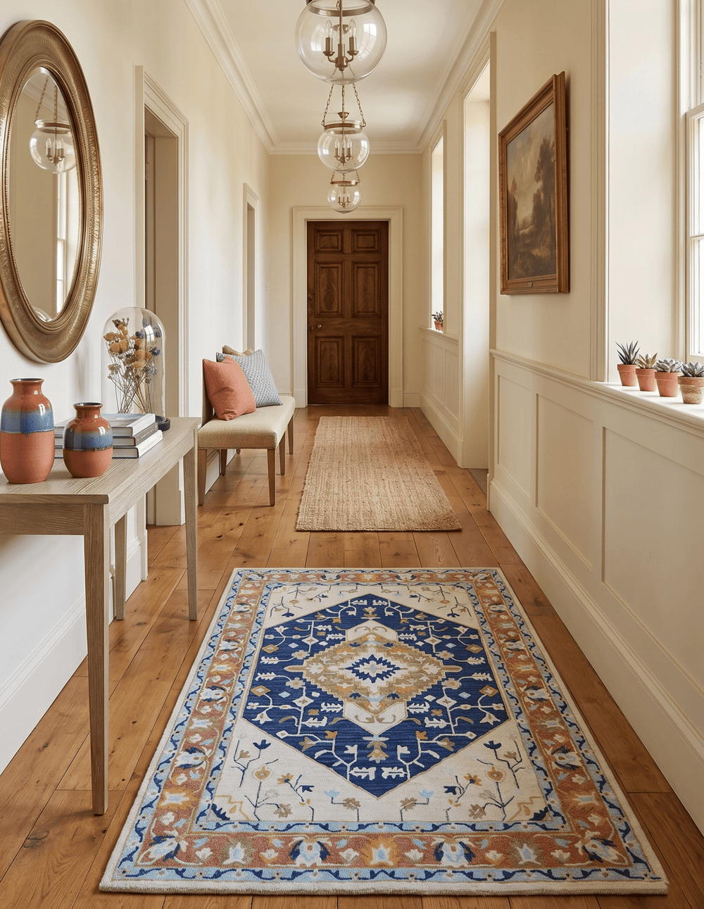 Ollie Traditional Blue And Ivory Hand Tufted Wool Rug - The Rug Decor