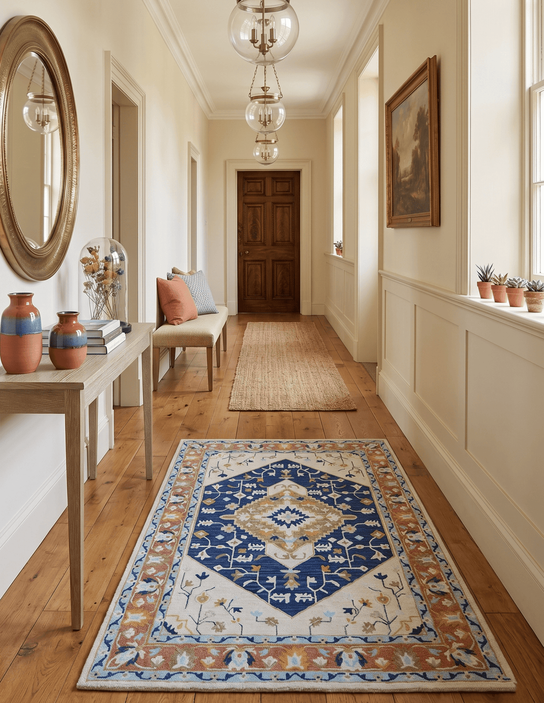 Ollie Traditional Blue And Ivory Hand Tufted Wool Rug - The Rug Decor