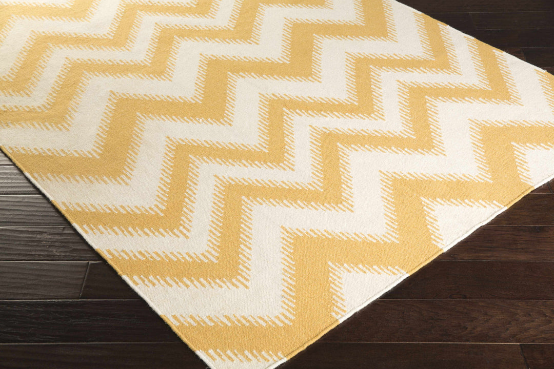 Oran Ivory And Mustard Modern Style Hand Woven Area Rug