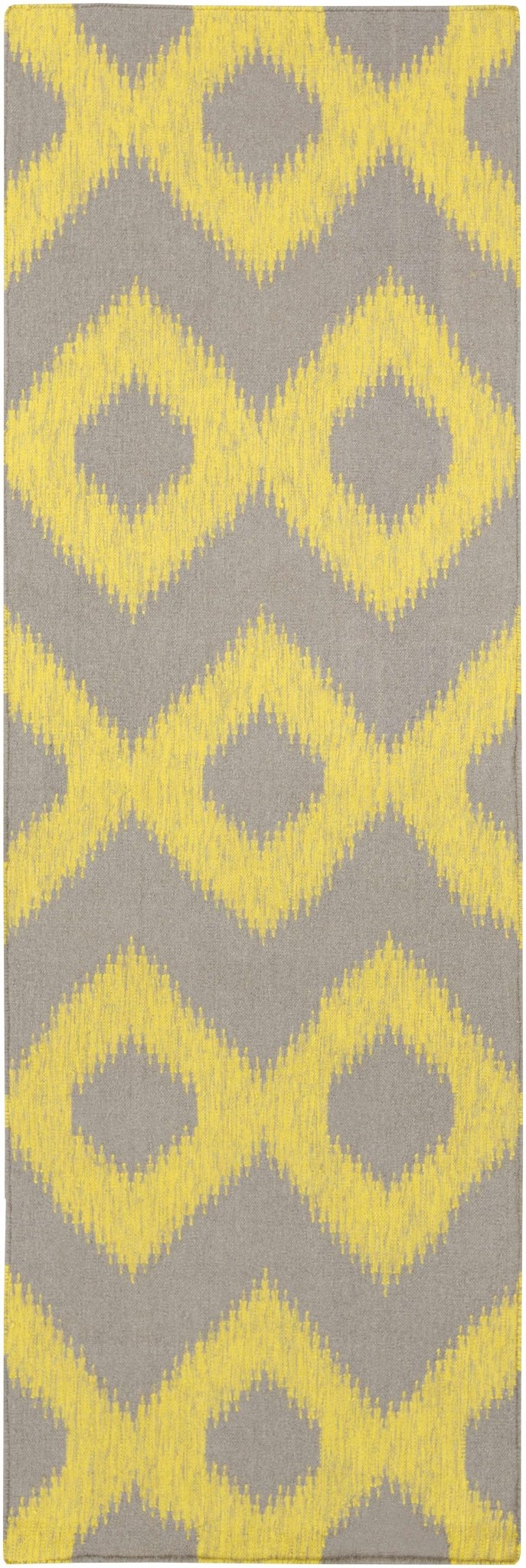 Oradell Contemporary Yellow And Gray Ikat Wool Rug - The Rug Decor