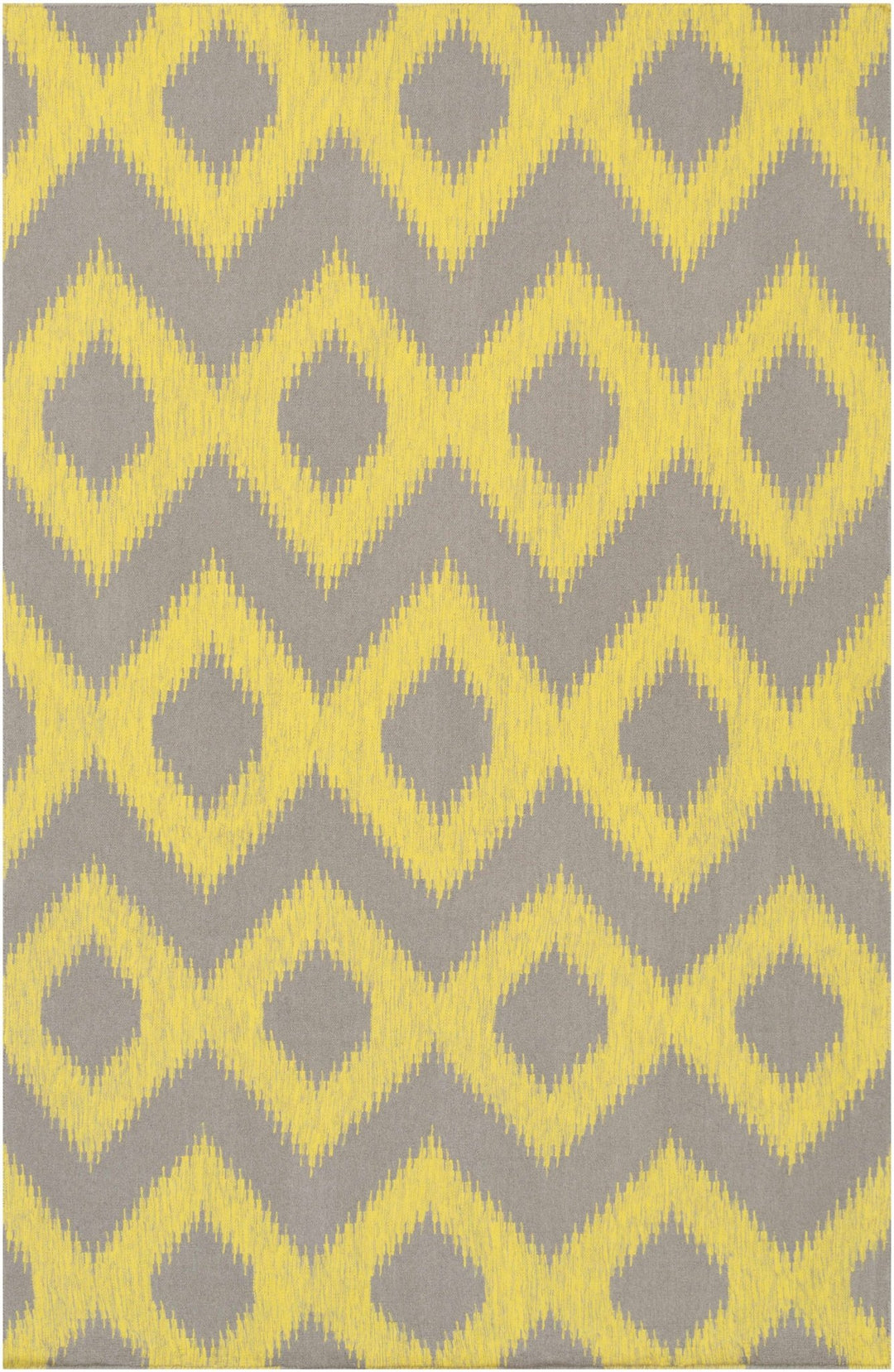 Oradell Contemporary Yellow And Gray Ikat Wool Rug - The Rug Decor