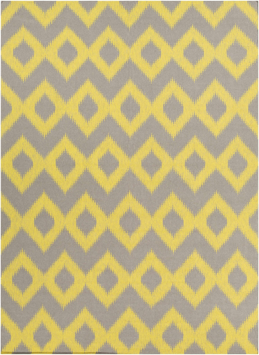 Oradell Contemporary Yellow And Gray Ikat Wool Rug - The Rug Decor