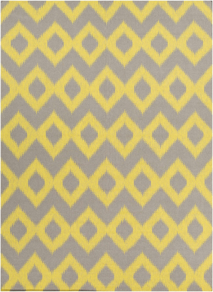 Oradell Contemporary Yellow And Gray Ikat Wool Rug - The Rug Decor