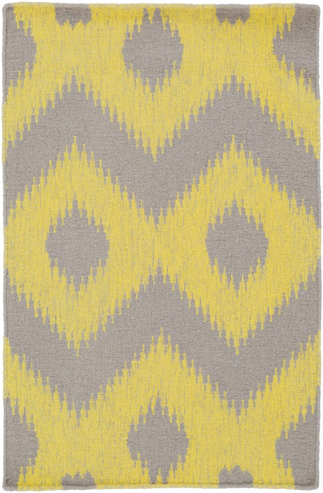 Oradell Contemporary Yellow And Gray Ikat Wool Rug - The Rug Decor
