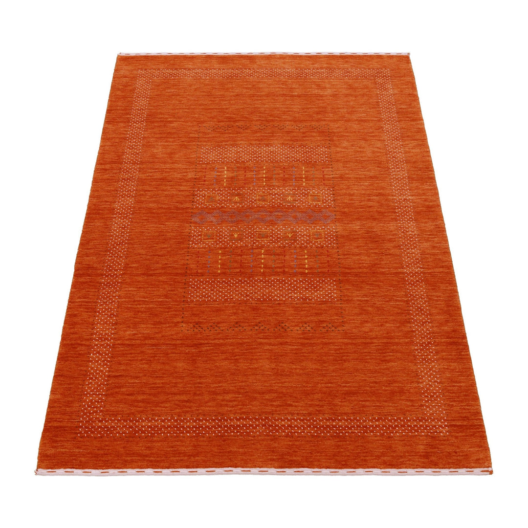 Orange And White Modern Design Hand Loomed Wool Area Rug - The Rug Decor