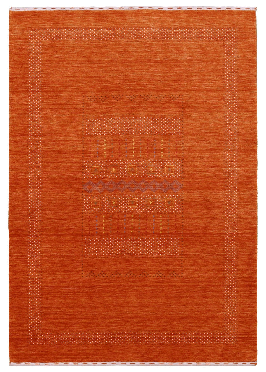 Orange And White Modern Design Hand Loomed Wool Area Rug - The Rug Decor