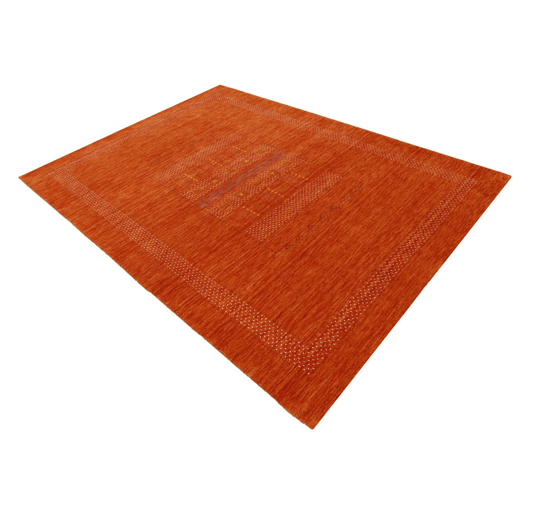 Orange And White Modern Design Hand Loomed Wool Area Rug - The Rug Decor