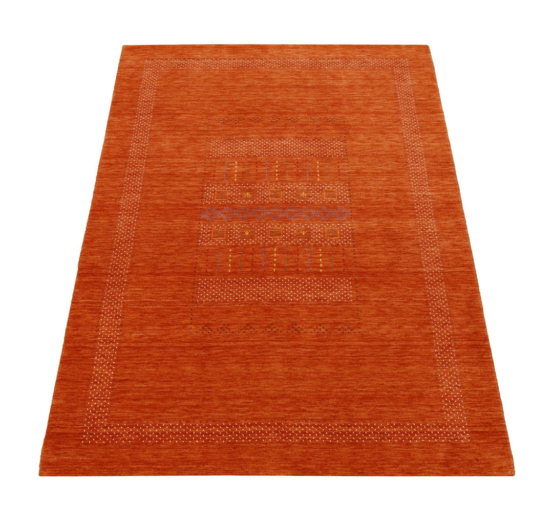 Orange And White Modern Design Hand Loomed Wool Area Rug - The Rug Decor