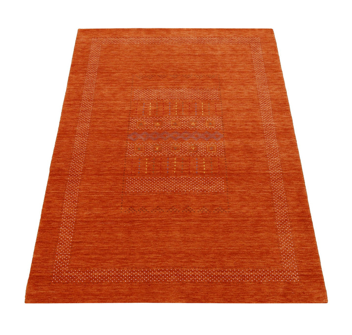 Orange And White Modern Design Hand Loomed Wool Area Rug - The Rug Decor