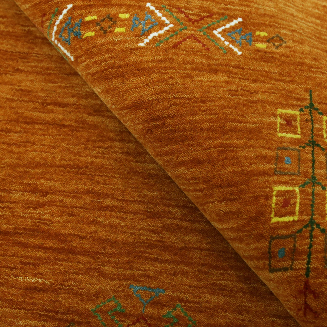 Orange Center Pattern Hand Loomed Wool Area Rug - The Rug Decor