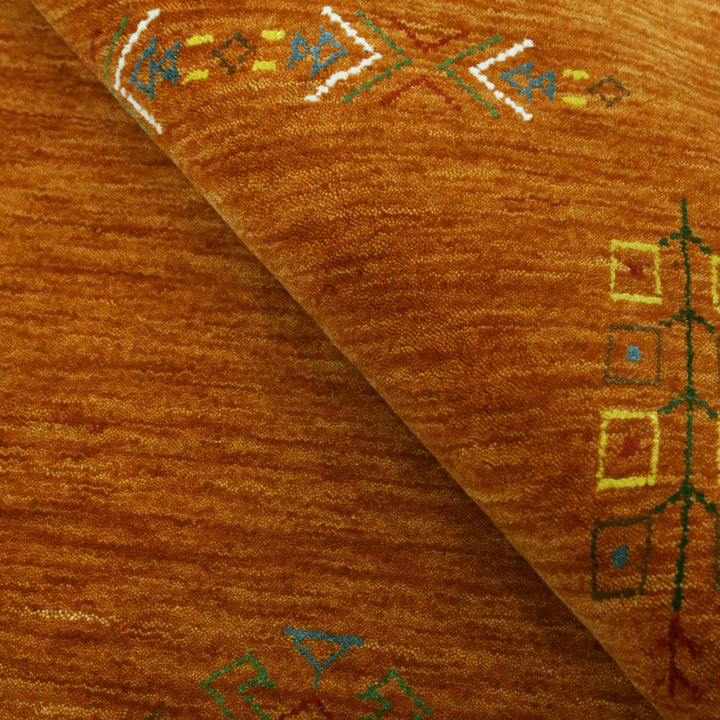 Orange Center Pattern Hand Loomed Wool Area Rug - The Rug Decor